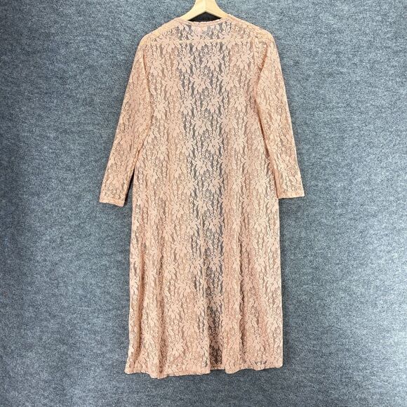 Lula Roe Top Women S Small Beige Floral Sheer Open Front 3/4 Sleeve Nylon Casual - Picture 2 of 9